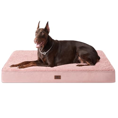 Orthopedic Dog Bed Large with Removable Washable Cover (47*29*3.5 inches / Pink)
