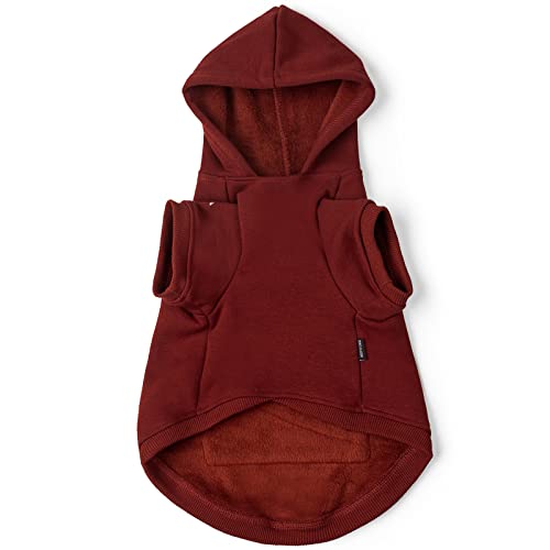 Dog Hoodie Fleece Dog Clothes Warm Sweater with Hat for Medium Large Dogs Cat Hooded Shirt Kitten Pet Basic Sweatshirt with Pocket Doggie Soft Winter Coat Apparel (5XL-(50~77lb) | Chest(~35") / Red)