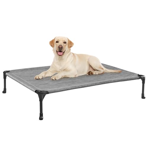 Outdoor Elevated Dog Bed Large Sized Dogs (42.0"L x 30.0"W x 7.0"Th / Black Silver)