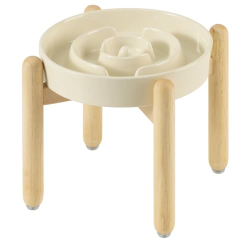 Elevated Slow Feeder Dog Bowls (Light Yellow)