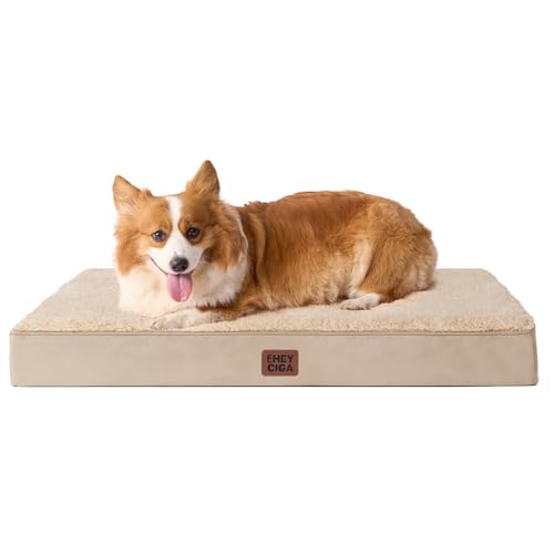 Orthopedic Dog Bed Large with Removable Washable Cover (35*23*3.5 inches / khaki)