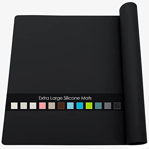 Food Grade Silicone Mats for Kitchen Counter (01-black / 23.6"L x 15.7"W)