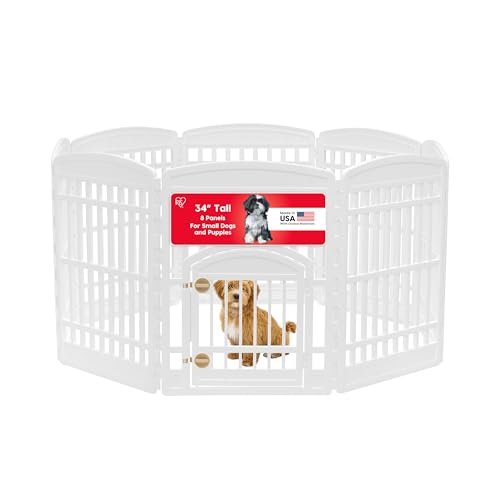 8 Panel Dog Playpen (8 Panel - 34" H / White)