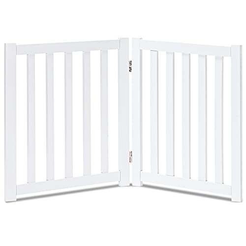 Wooden Free Standing Dog Gate 40" W x 24" H (White / 40"W x 24"H)