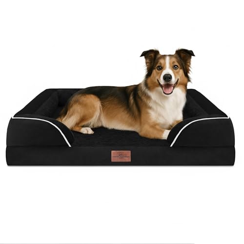 Waterproof Orthopedic Dog Beds for Large Sized Dog (38.0"L x 25.0"W x 7.0"Th / Black)