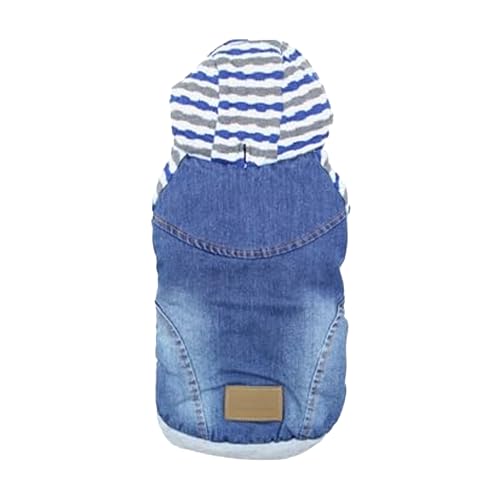 Basic Dog Hoodie Lightweight Denim Striped Sweatshirt Pullover Hoodie for Dogs (XL / Denim Striped Hoodie Blue)