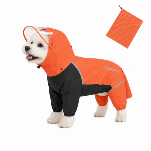 Full Body Dog Raincoat with Detachable Hood (Orange / Small)