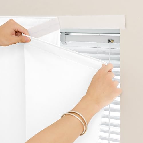 Adhesive Blackout Curtains Portable (White / 59"W x 59"L (Pack of 1))