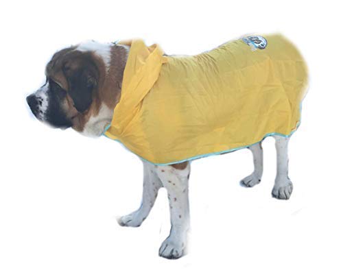 Extra Large Dog Yellow Rain Rover Raincoat with Half Hood XL