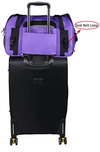 Soft Sided Pet Carrier for Cats & Small Dogs (17.0"L x 9.0"W x 12.0"H / Purple)