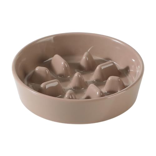Ceramic Slow Feeder Dog Bowls (Brown Coffee)