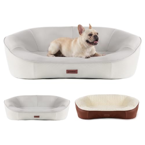 45D Orthopedic Memory Foam Dog Bed Sofa with 2 Washable Cover Brown (Brown+Beige)