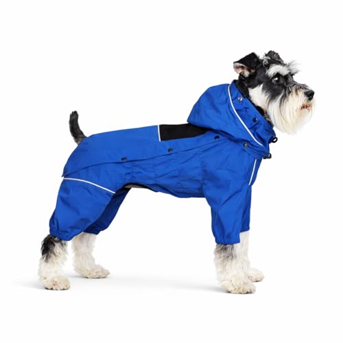 Waterproof Dog Raincoat with Removable Hood (Blue / S (Back 11.5"))