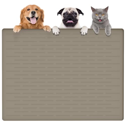 Largest Dog Food Mat (Brown / 39.5"L x 29.5"W)