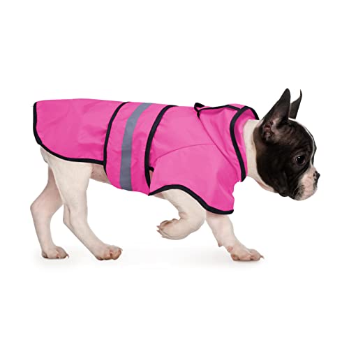 Dog Raincoat with Hood & Leash Hole S (Small / Pink)