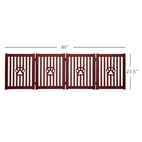 Foldable 4 Panel Dog Gate (Large Mahogany)
