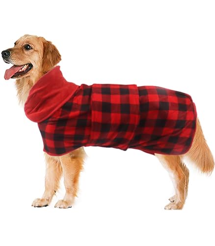 Dog Drying Coat (XXX-Large / Red Black Grid)
