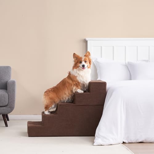 Dog Stairs for Bed 22.5" H (Brown / Extra Wide 17.7" x 35" x 22.5")