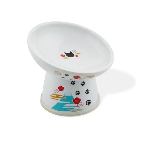 Necoichi Ceramic Elevated Cat Food Bowl (Fuji / Regular Tilted)