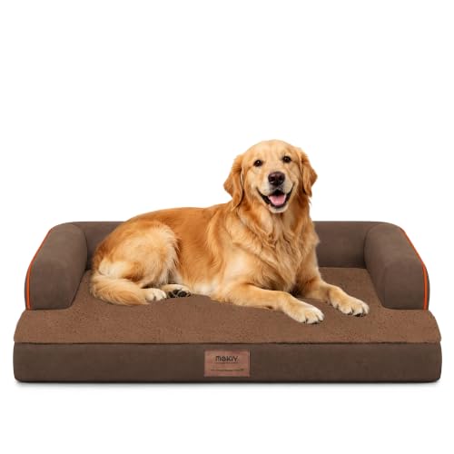 Orthopedic Washable Dog Bed with Bolster for Medium to Large Dogs (36.0"L x 27.0"W x 7.0"Th / Coffee)