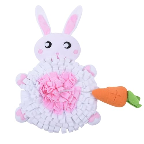 Ferret Cats Snuffle Mat Fleece Foraging Mats Interactive Feeding Toy Small Animal Rabbit Guinea Pig Rat Hamster Anti Slip Treat Dispenser Slow Feeder (Bunny)