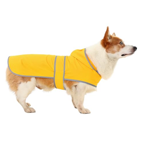 Dog Raincoat Waterproof Dog Rain Jacket with Hood (Yellow / Large)