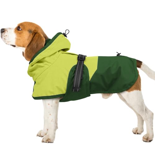Dog Raincoat Waterproof Rain Jacket with Hood (XL(Back Length19.9") / Green)