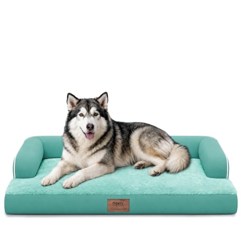 XXL Orthopedic Waterproof Dog Bed with Bolster for Extra Large Dogs (45.0"L x 35.0"W x 8.0"Th / Aqua Blue)