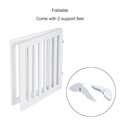 24”H Free Standing Pet Gate for Dog Cat (White / 40"W×24"H)