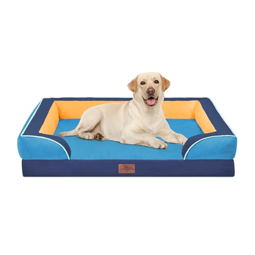 Orthopedic Dog Bed for Extra Large Dogs with Bolster (42.0"L x 30.0"W x 8.5"Th / Houston)