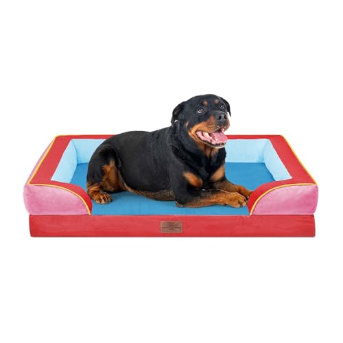 Orthopedic Dog Bed for Extra Large Dogs with Bolster (45.0"L x 35.0"W x 8.5"Th / Los Angeles)