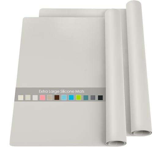 2 Pack Extra Large Silicone Mats for Countertop (04-light Gray / 23.6"L x 15.7"W)