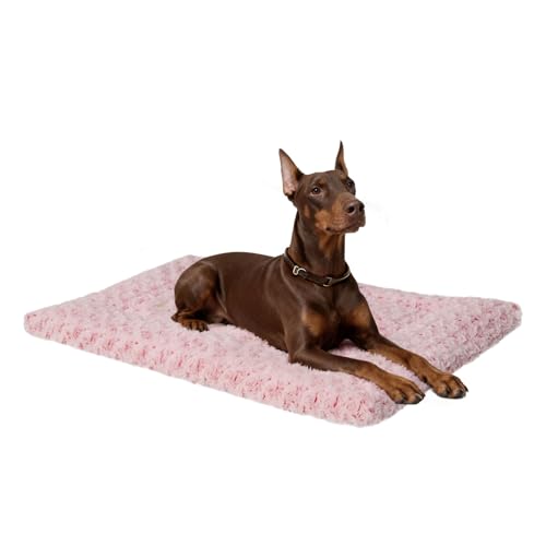 Washable Dog Bed Mat Large Size Fluffy Pet Crate Pad 48x30 XXL (Pink / 48.00" x 30.00" x 1.50")