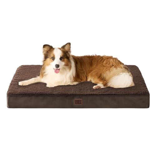 Orthopedic Dog Bed Large with Removable Washable Cover (41*27*3.5 inches / Brown)