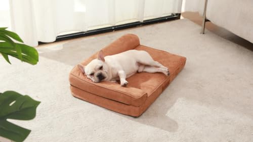 Microsuede Dog Bed Orthopedic Washable (Microsuede Style-Khaki / S(30"x20"x3"))