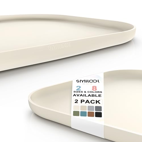 Waterproof Silicone Pet Food Mat with Raised Edge for Dog & Cat (19"L x 12"W / White Sand)