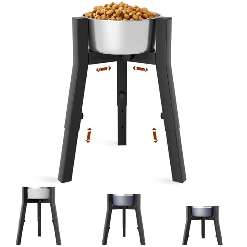 Dog Bowl Stand for Large Dogs (Height: 9.8-13.4", Width: 7-10.7" / Black, 9.8-13.4H-Square)