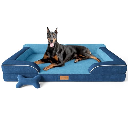 XXL Dog Bed for Extra Large Dogs (Navy Blue / XX-Large(53"L x 42"W x 9.5"Th))