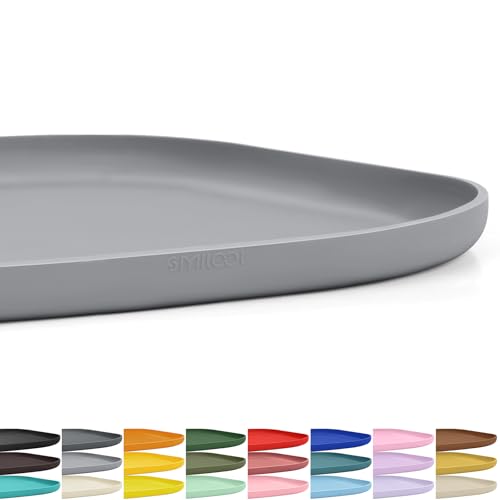 Waterproof Silicone Pet Food Mat with Raised Edge for Dog & Cat (Light Gray / 12"L x 12"W)