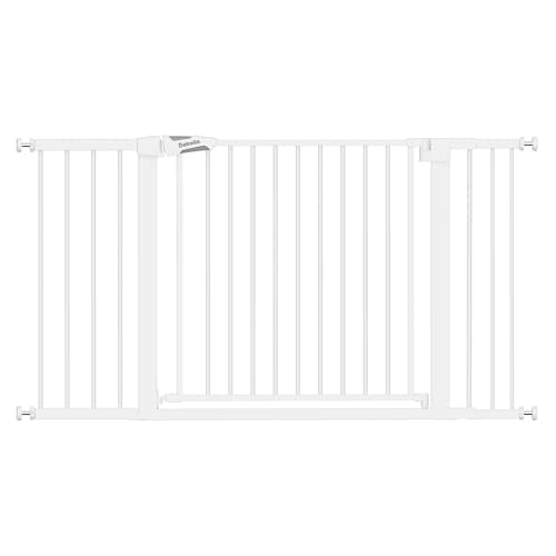 36 57" Extra Wide Baby Gate for Stairs No Drilling (White / 30"Tall 36"-57" Wide)