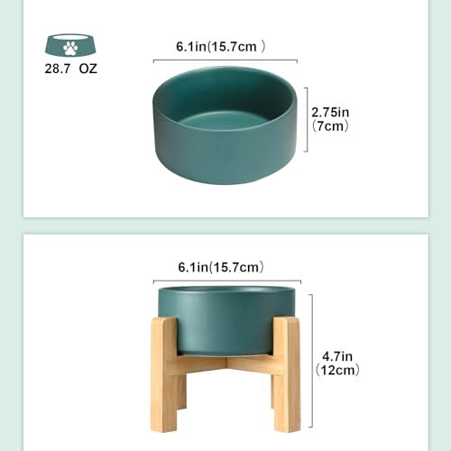 Ceramic Elevated Dog Bowls 2 Pack (Medium - 3.6 CUPS*2 / Green)