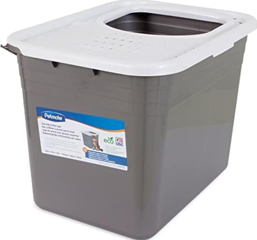 Enclosed Cat Litter Box with Hinged Lid (1 Count (Pack of 1) / Gray)