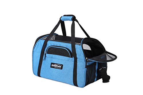 Soft Sided Pet Carrier for Cats & Small Dogs (17.0"L x 9.0"W x 12.0"H / Sapphire Blue)