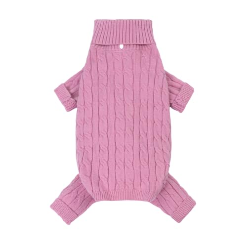 Turtleneck Chunky Knit Dog Sweater (Small / Pink)