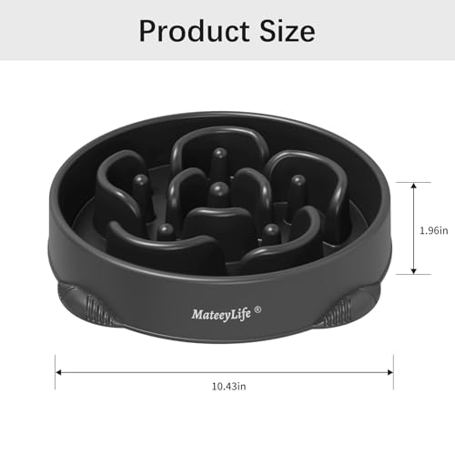 2 Pack Slow Feeder Dog Bowls (B-Gray&Black / Large)