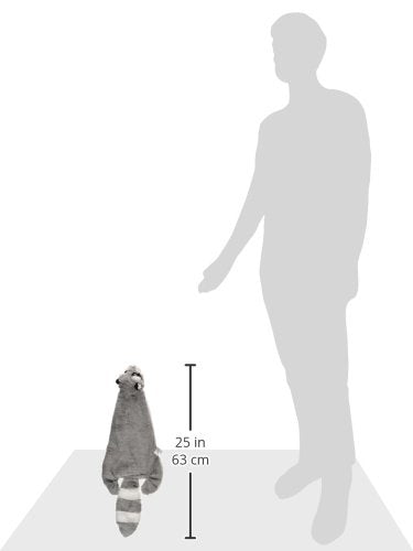 2-in-1 Stuffless Squeaky Dog Toy - Raccoon, Large (Grey/Raccoon / Large)