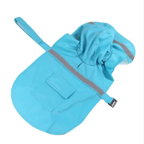 Large Dog Raincoat Adjustable Pet Water Proof Clothes Lightweight Rain Jacket Poncho Hoodies with Strip Reflective (Large (Pack of 1) / Lake Blue)