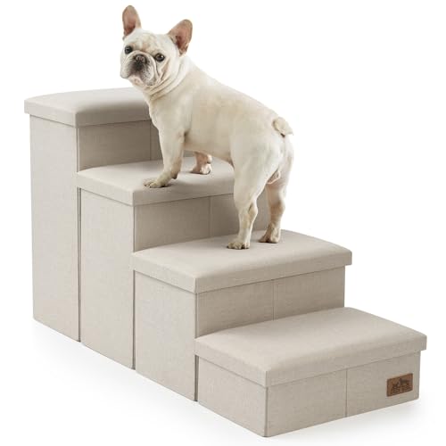Dog Stairs with Storage (Beige / 38.1"L x 17"W x 22"H)