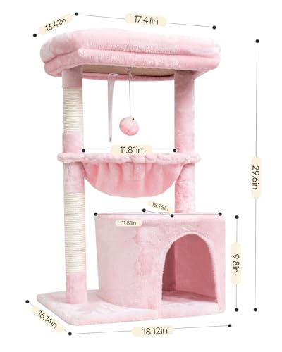 Pink Cat Tree for Indoor Cats (29.6" / Pink)