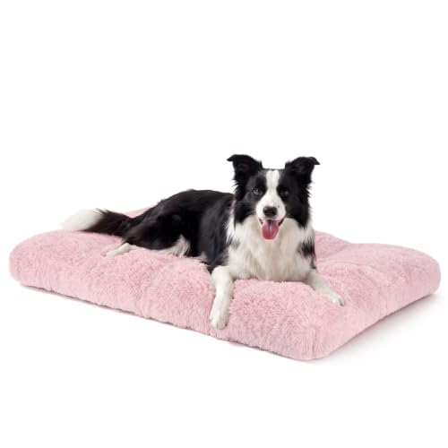 Large Dog Bed Crate Pad (35.0"L x 23.0"W x 3.5"Th / Pink)